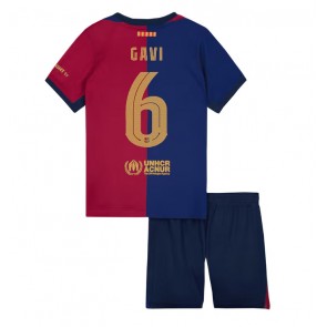 Barcelona Paez Gavi #6 Dětské Domácí dres komplet 2024-25 Krátký Rukáv (+ trenýrky)